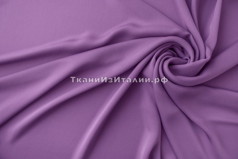 ткань сиреневый шармуз с эластаном, шармюз шелк однотонная фиолетовая Италия