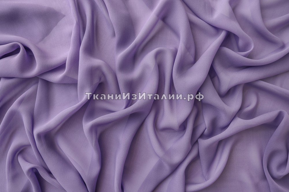 ткань шелковый шармуз лавандовый, шармюз шелк однотонная фиолетовая Италия