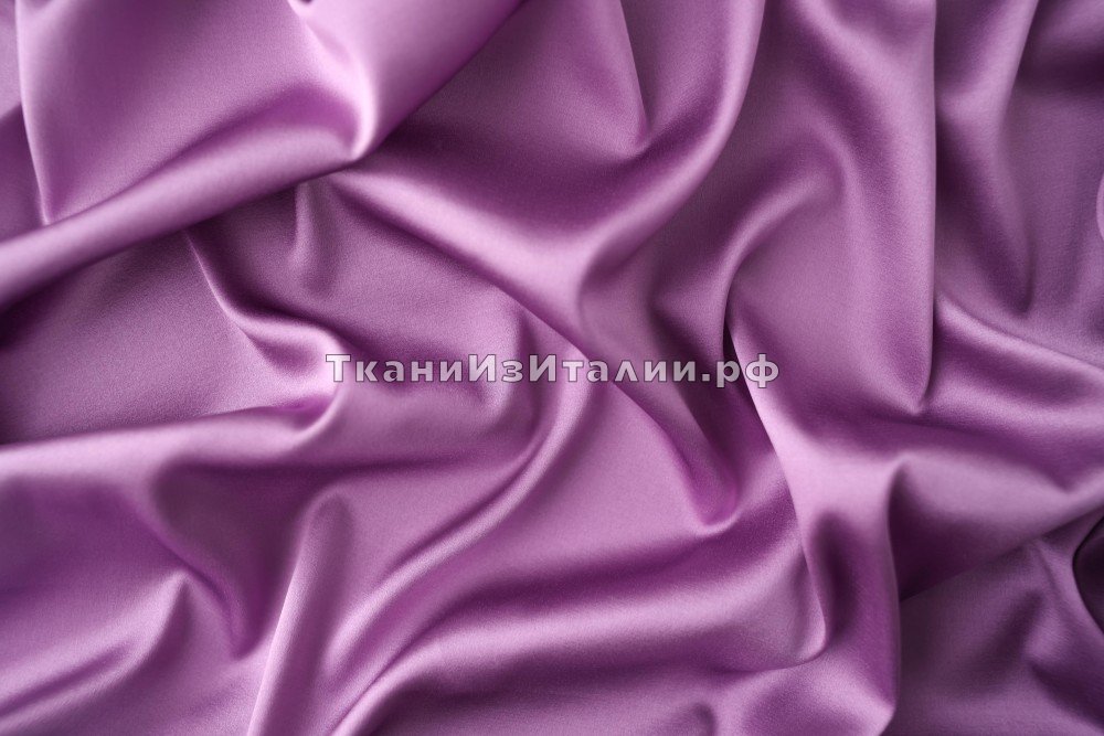 ткань атлас с эластаном сирень с оттенком вереска, атлас шелк однотонная розовая Италия