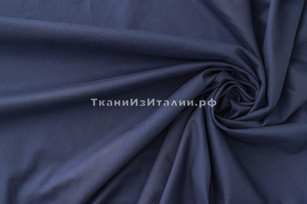 ткань сатин пыльного сине-фиолетового цвета, сатин хлопок однотонная синяя Италия