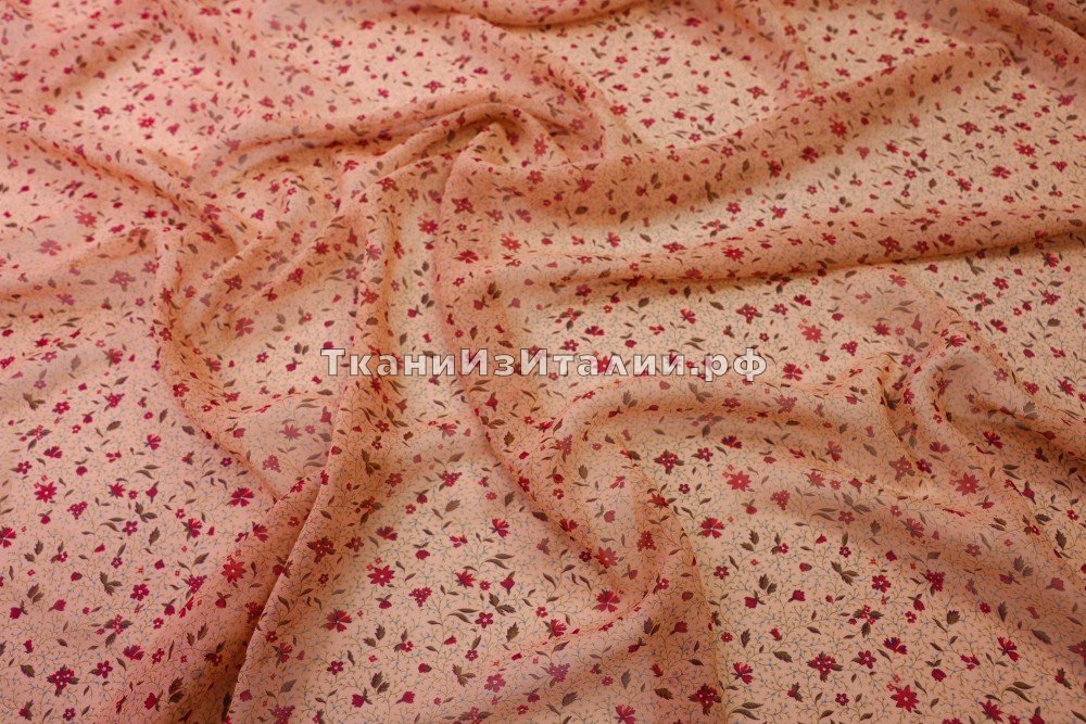 ткань шифон пудрово-розового цвета, шифон шелк цветы розовая Италия