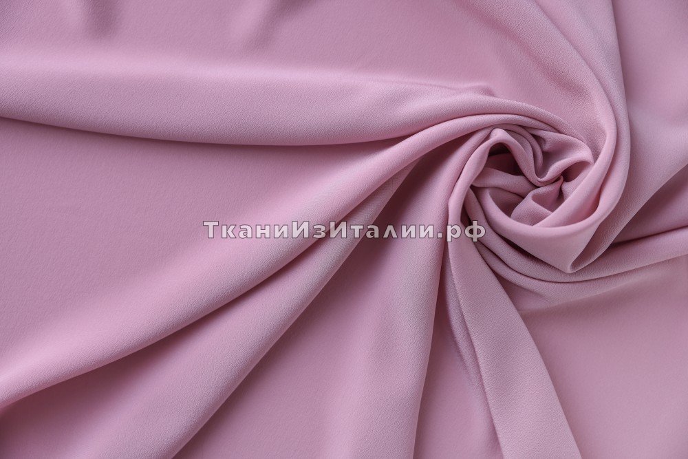 ткань шелковый крепдешин с эластаном пыльно-розовый , крепдешин шелк однотонная розовая Италия
