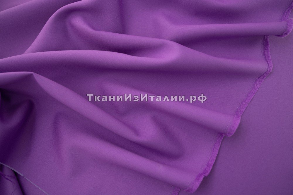 ткань креп из шерсти и шелка фиолетовый, креп шерсть однотонная фиолетовая Италия