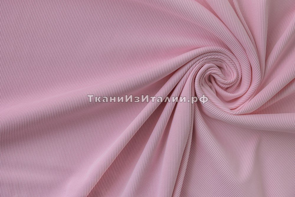 ткань розовый трикотаж (лапша), трикотаж хлопок однотонная розовая Италия