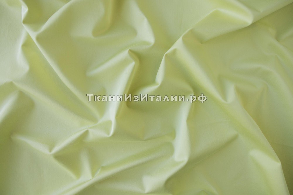 ткань сатин выбеленного салатового цвета, сатин хлопок однотонная зеленая Италия