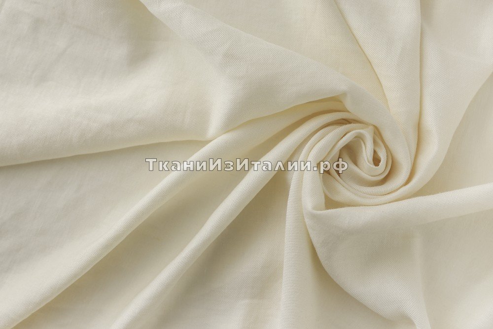 ткань лен цвета экрю , костюмно-плательная лен однотонная белая Италия
