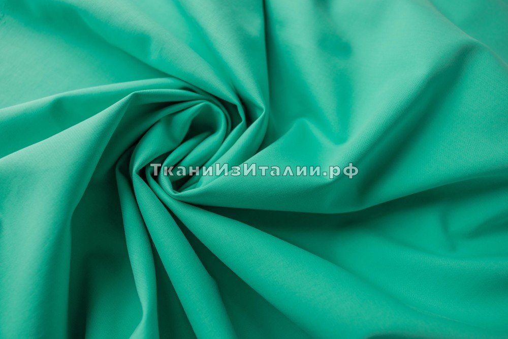 ткань хлопок мятного цвета, костюмно-плательная хлопок однотонная зеленая Италия