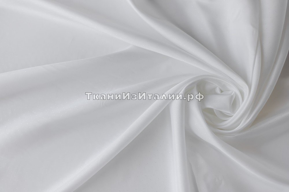 ткань подклад белого цвета в мелкий белый горошек, подклад в горошек белая Италия
