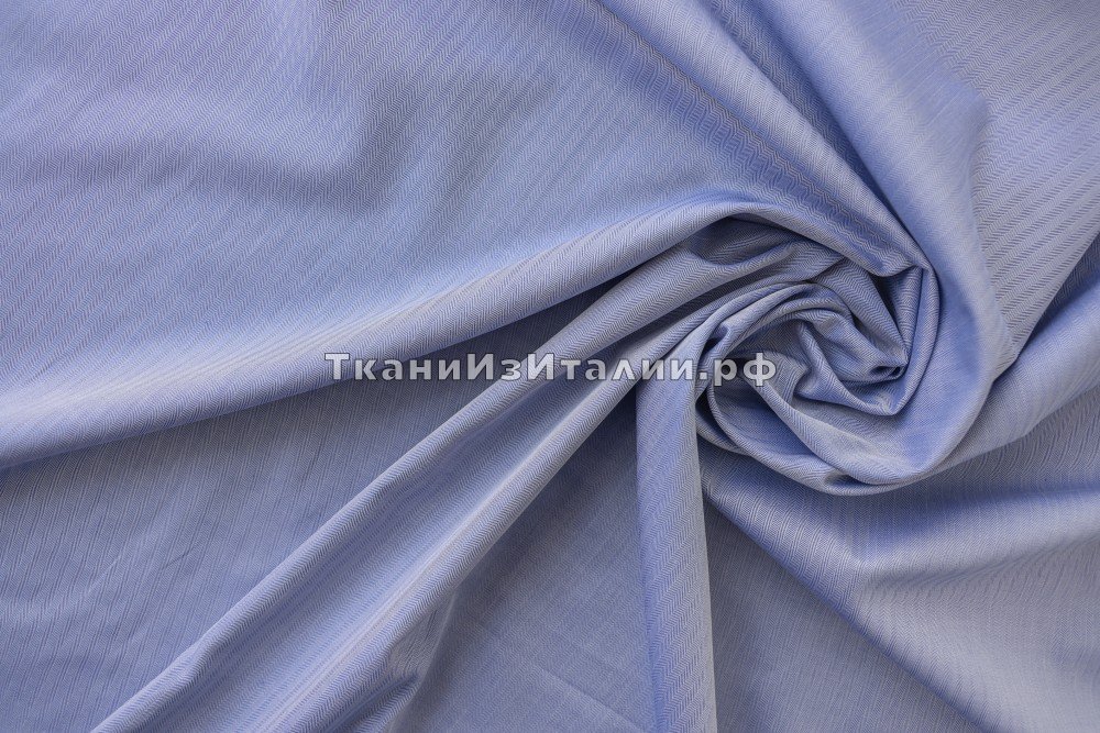 ткань хлопок в полоску с елочкой, костюмно-плательная хлопок в полоску синяя Италия