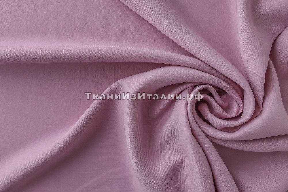 ткань креп розового цвета из шерсти и шелка, креп шерсть однотонная розовая Италия