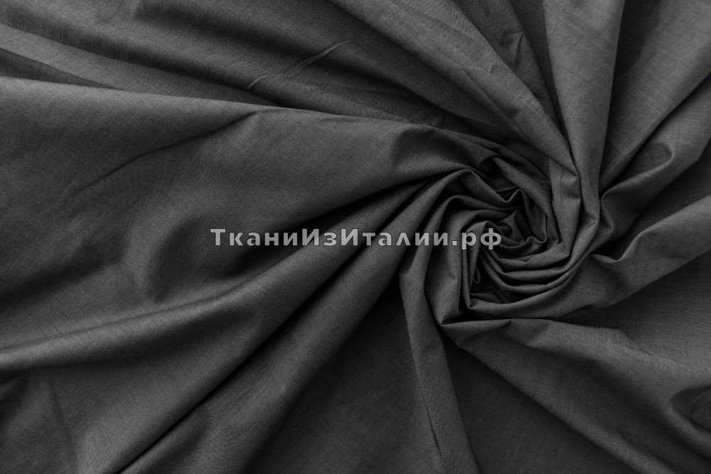 ткань темно-серый хлопок, сорочечная хлопок однотонная серая Италия
