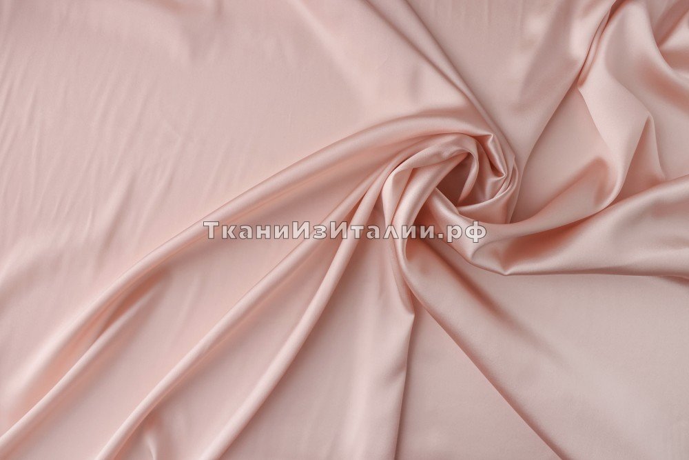ткань розовый атлас с эластаном, атлас шелк однотонная розовая Италия