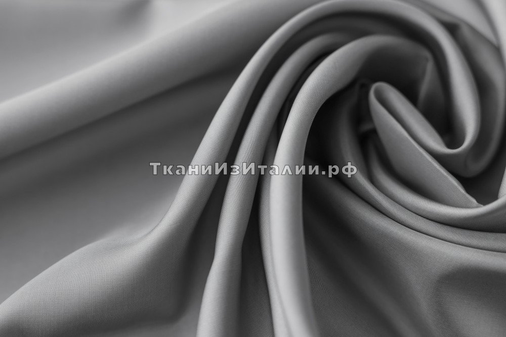 ткань подклад из вискозы средне-серого цвета, подклад вискоза однотонная серая Италия