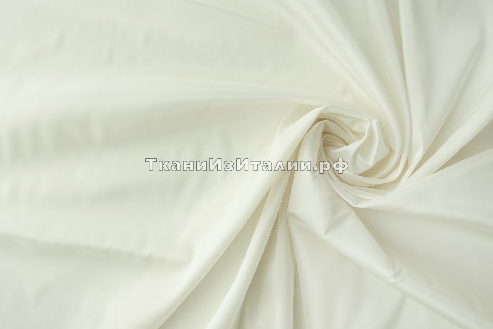 ткань подклад молочного цвета из купро и эластана, подклад купра однотонная белая Италия
