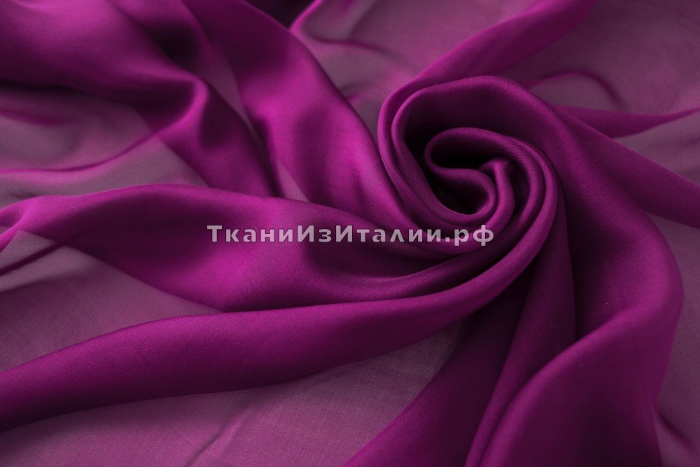 ткань шелковый шифон цвета махровой сирени, шифон шелк однотонная фиолетовая Италия