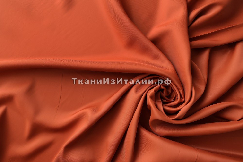ткань подклад красно-оранжевый, подклад вискоза однотонная оранжевая Италия