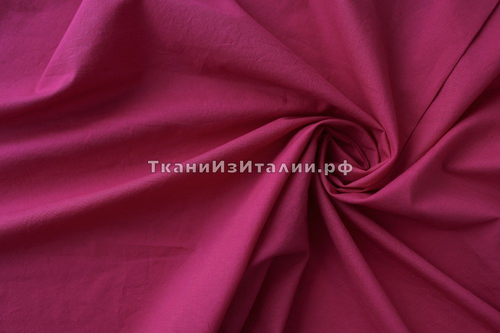 ткань хлопок цвета фуксии, костюмно-плательная хлопок однотонная розовая Италия