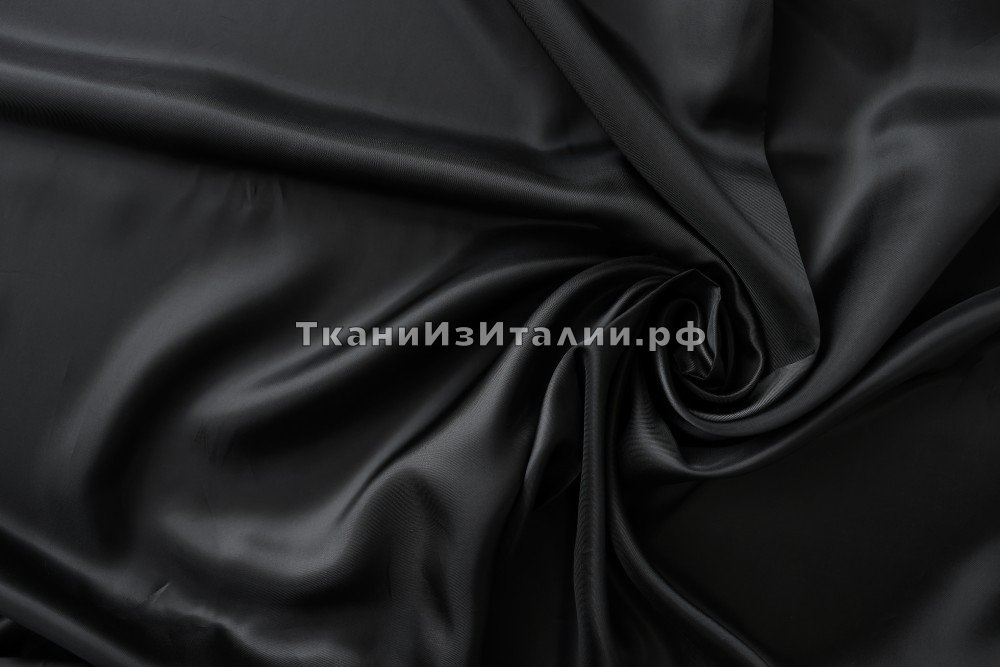 ткань подклад черного цвета из вискозы, Италия