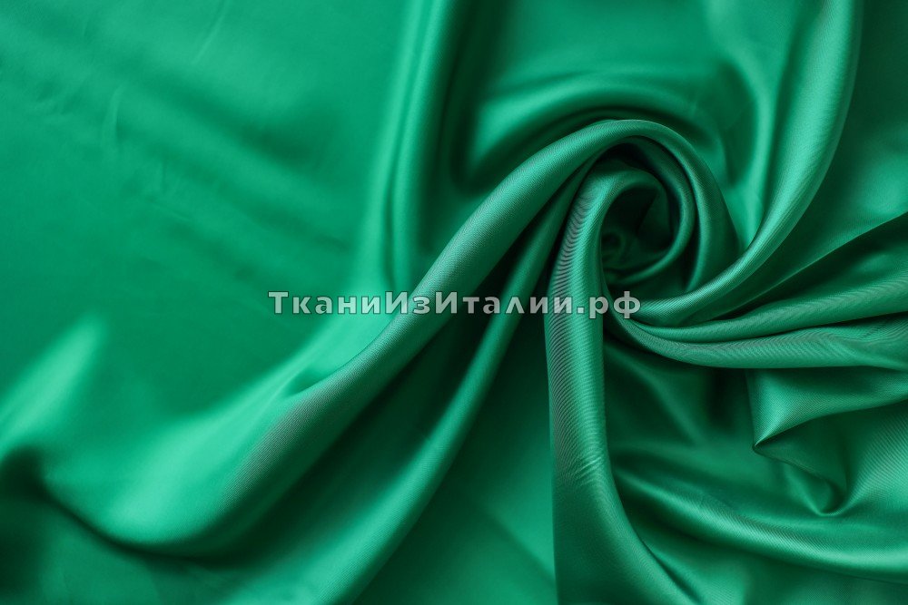 ткань подклад из вискозы ярко-зеленый, подклад вискоза однотонная зеленая Италия