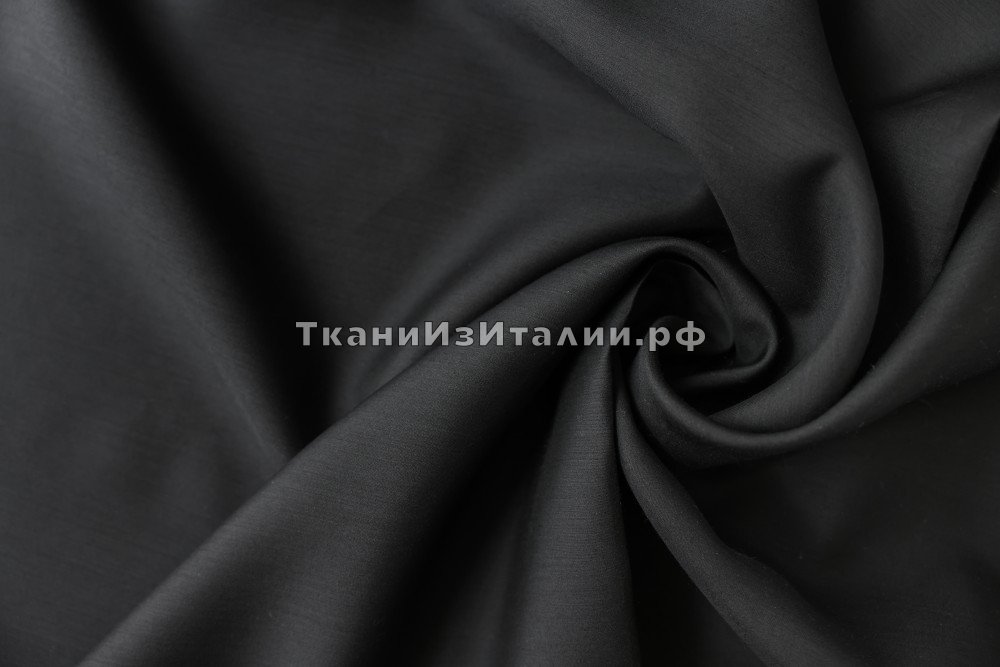 ткань костюмный креп черного цвета, креп шерсть однотонная черная Италия