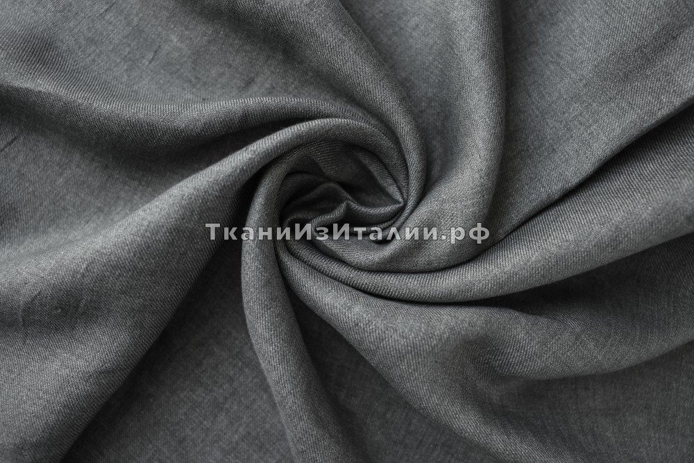 ткань лен серый меланж, костюмно-плательная лен однотонная серая Италия