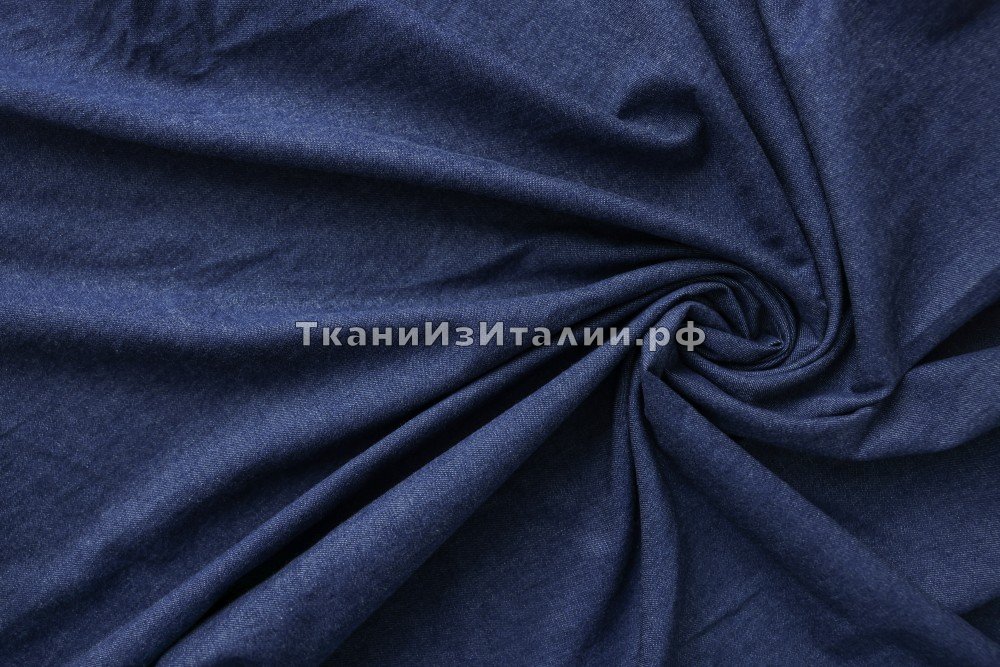 ткань джинсовая ткань из хлопка синего цвета, джинсовая ткань хлопок однотонная синяя Италия