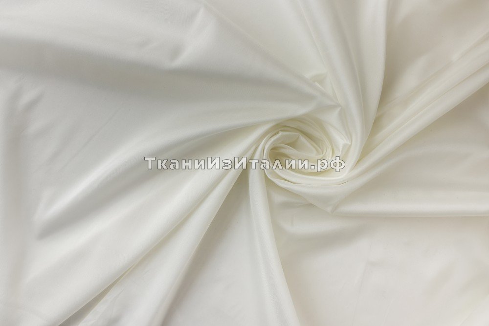 ткань вискозный подклад с эластаном молочного цвета, подклад вискоза однотонная белая Италия
