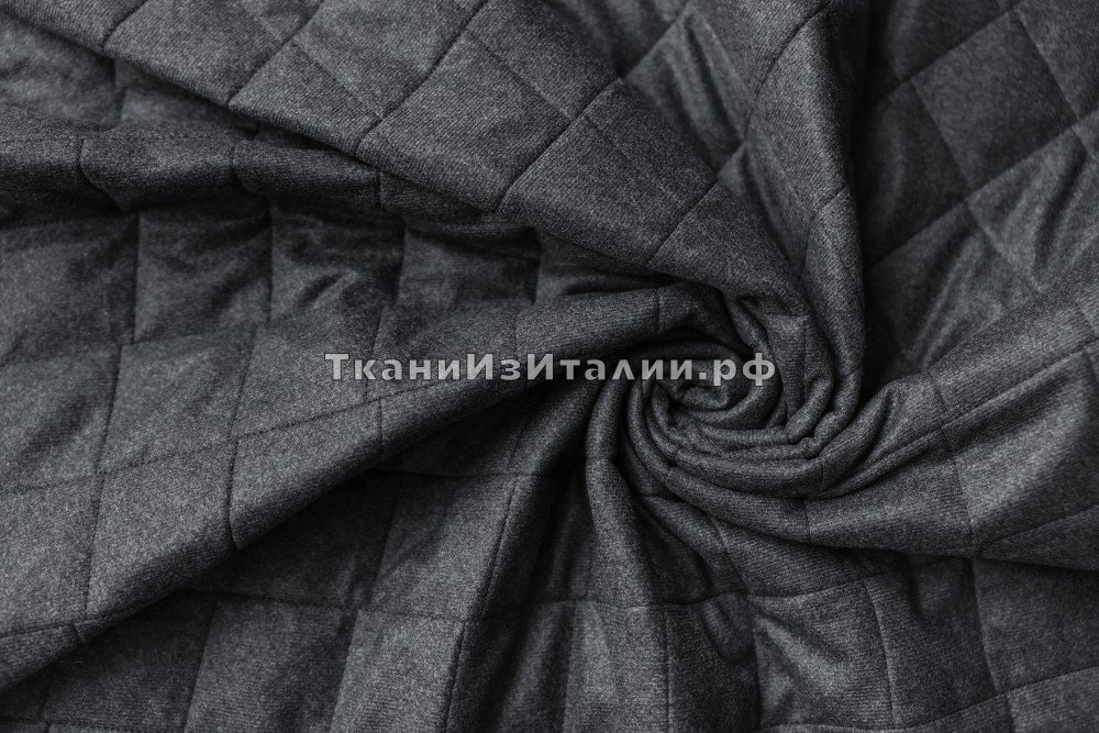 ткань стеганая ткань кашемировая серого цвета, стеганая ткань кашемир однотонная серая Италия