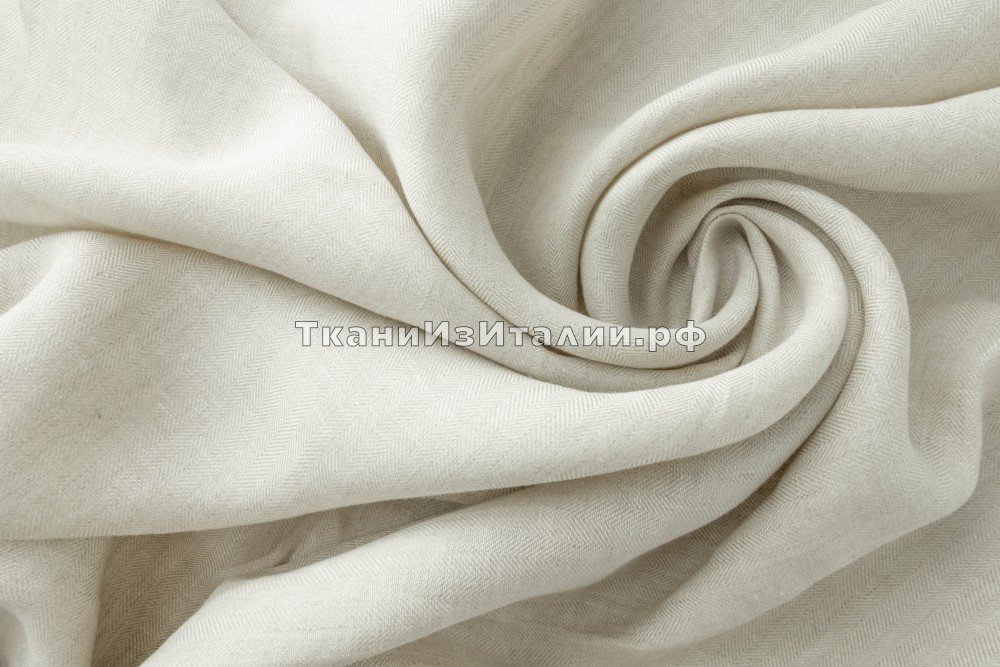 ткань лен выбеленно-серый в елочку, костюмно-плательная лен однотонная серая Италия