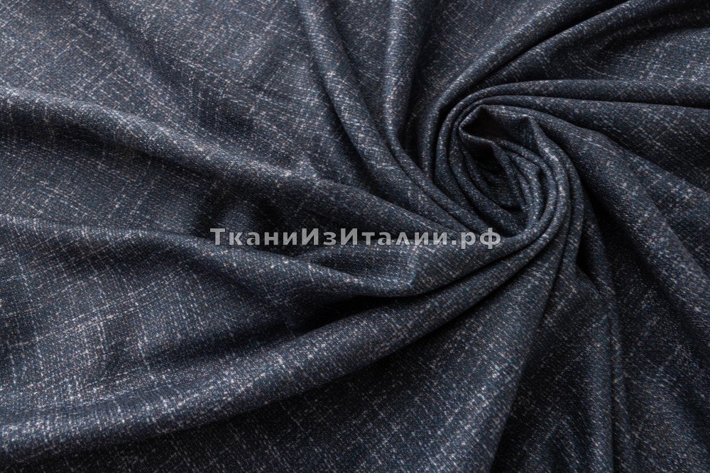 ткань шелк с кашемиром синий меланж, костюмно-плательная шелк однотонная голубая Италия