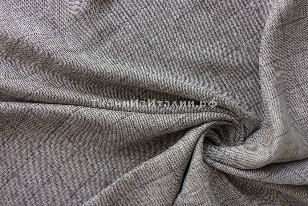 ткань лен с шерстью светло-серый меланж с голубой нитью, костюмно-плательная шерсть однотонная серая Италия