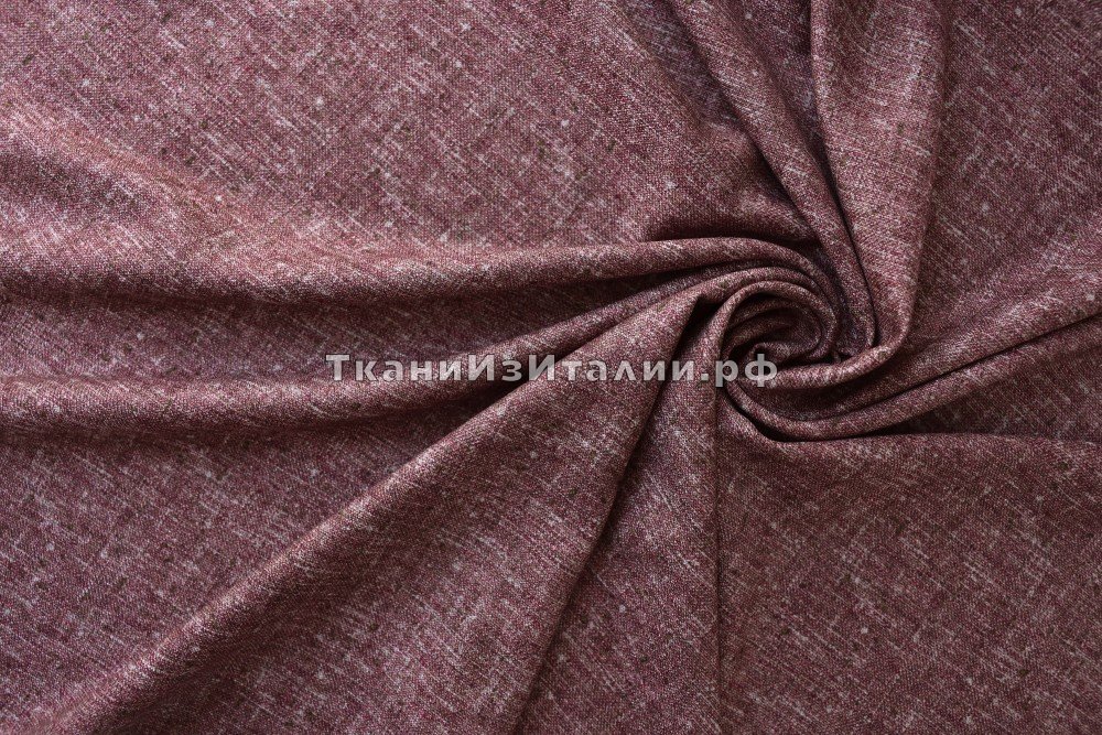 ткань шелк с шерстью бордово-коричневый меланж, костюмно-плательная шелк однотонная бордовая Италия