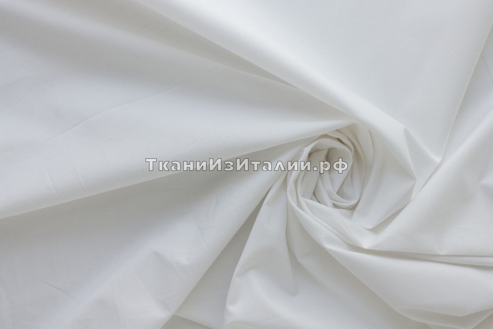 ткань белый хлопок, костюмно-плательная хлопок однотонная белая Италия