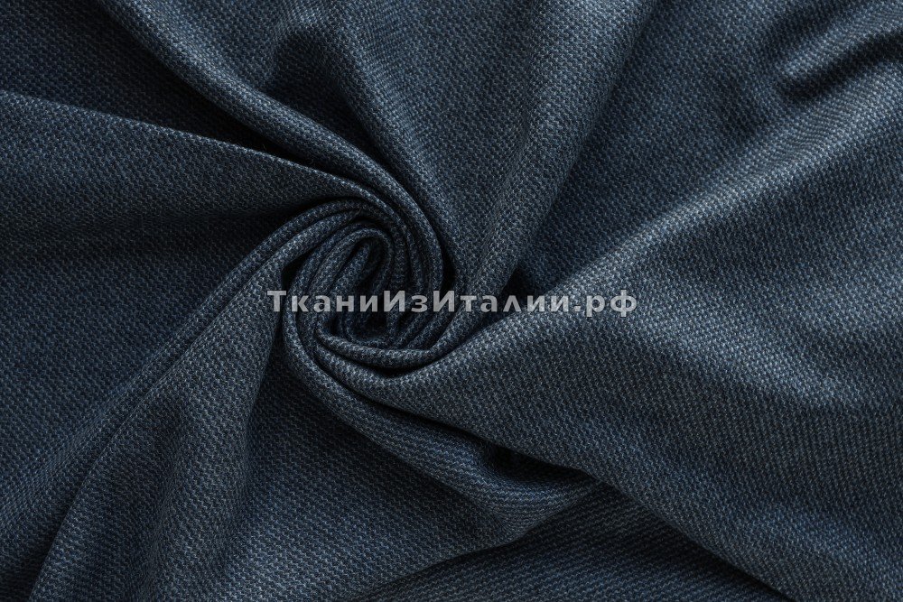 ткань костюмная шерсть с кашемиром сине-голубой меланж, костюмно-плательная шерсть однотонная голубая Италия