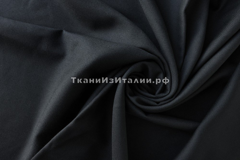 ткань черная костюмная шерсть , костюмно-плательная шерсть однотонная черная Италия