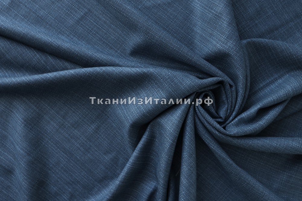 ткань лен с шелком голубой меланж, костюмно-плательная лен однотонная голубая Италия