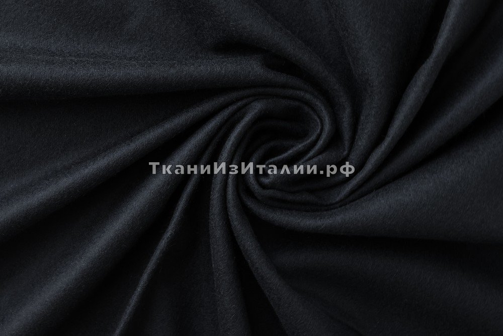 ткань черный костюмно-плательный кашемир, костюмно-плательная кашемир однотонная черная Италия