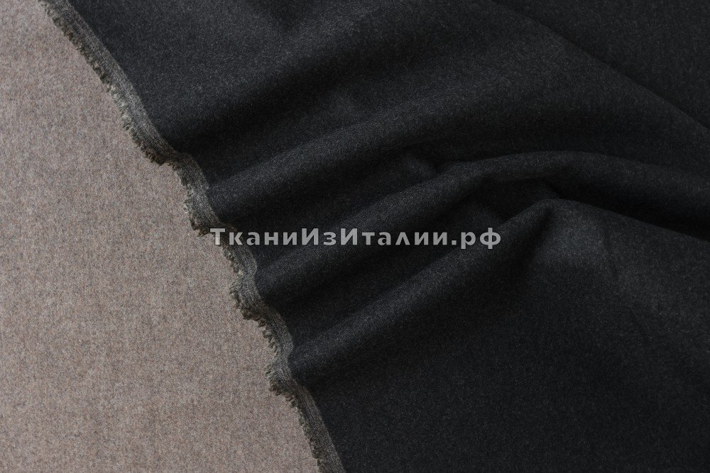 ткань двухслойная двусторонняя пальтовая шерсть серого и темно-серого цвета, пальтовые шерсть однотонная серая Италия