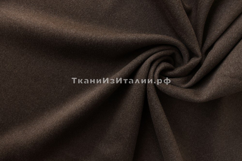 ткань двусторонняя коричневая шерсть с кашемиром, пальтовые шерсть однотонная коричневая Италия