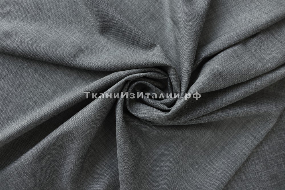 ткань костюмная шерсть темного серого-голубого оттенка, костюмно-плательная шерсть однотонная серая Италия
