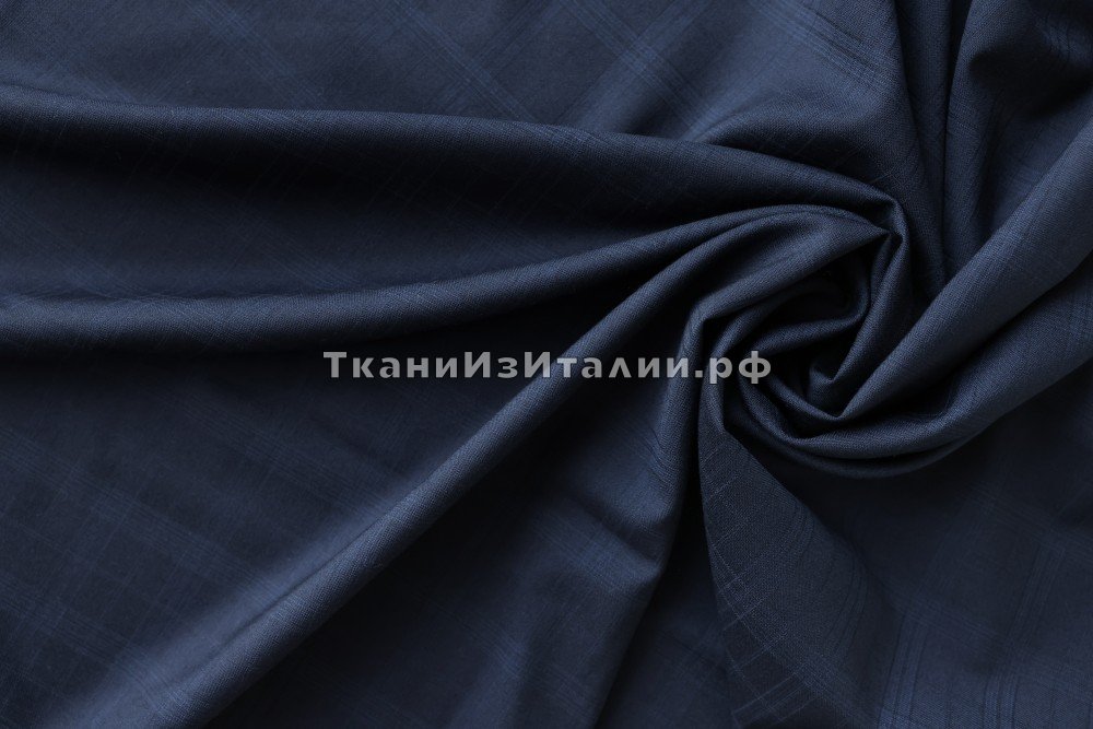 ткань синяя костюмная шерсть в еле заметную клетку, костюмно-плательная шерсть однотонная синяя Италия