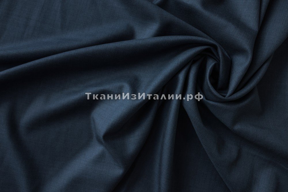 ткань костюмно-плательная шерсть синего цвета, костюмно-плательная шерсть однотонная синяя Италия