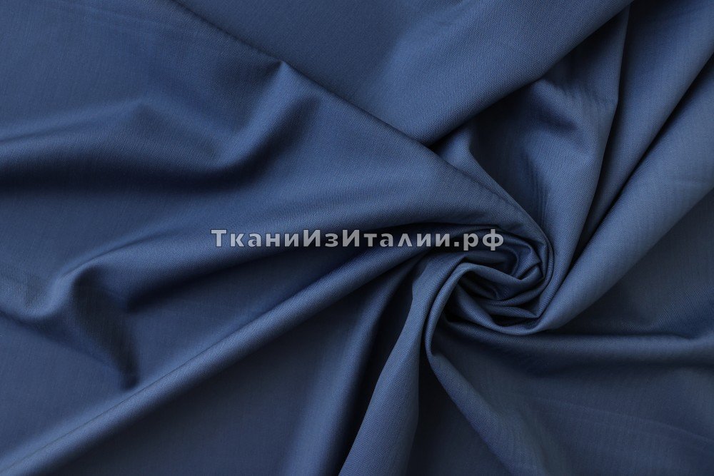 ткань синяя шерсть в монохромную полоску в елочку, Италия