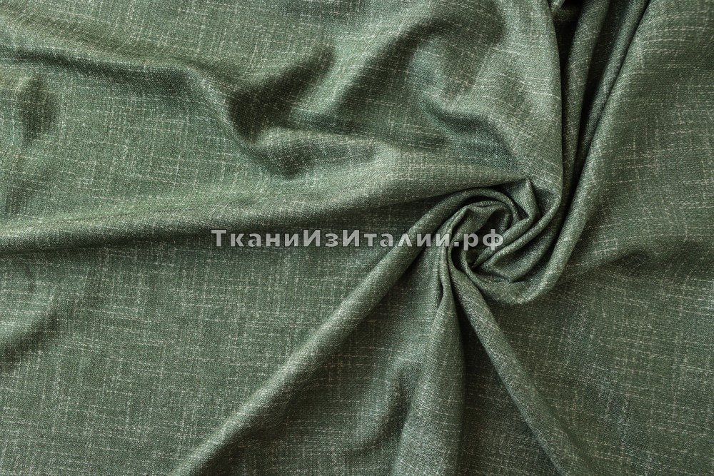 ткань двусторонняя шерсть цвета хаки, костюмно-плательная шерсть однотонная зеленая Италия