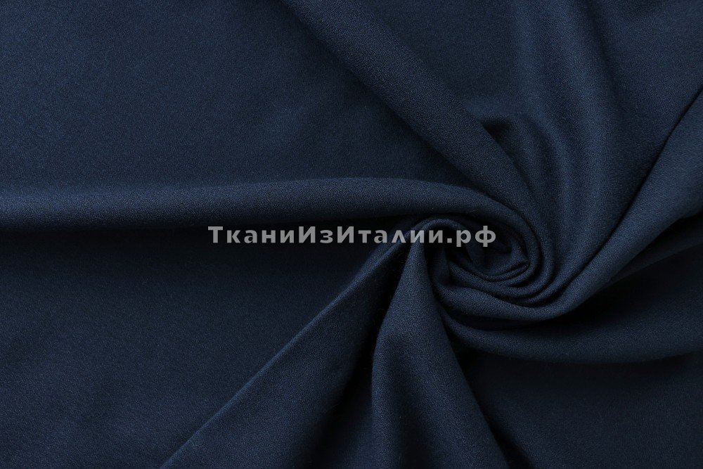 ткань костюмная шерсть темно-синего цвета, костюмно-плательная шерсть однотонная синяя Италия