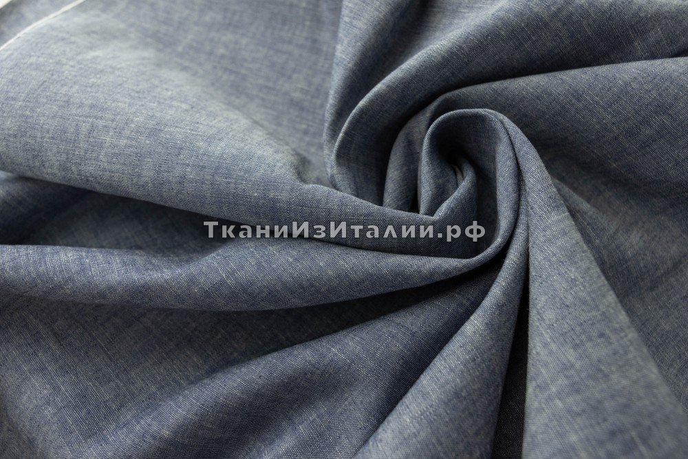 ткань легкая джинса голубой меланж, джинсовая ткань смесовый однотонная голубая Италия