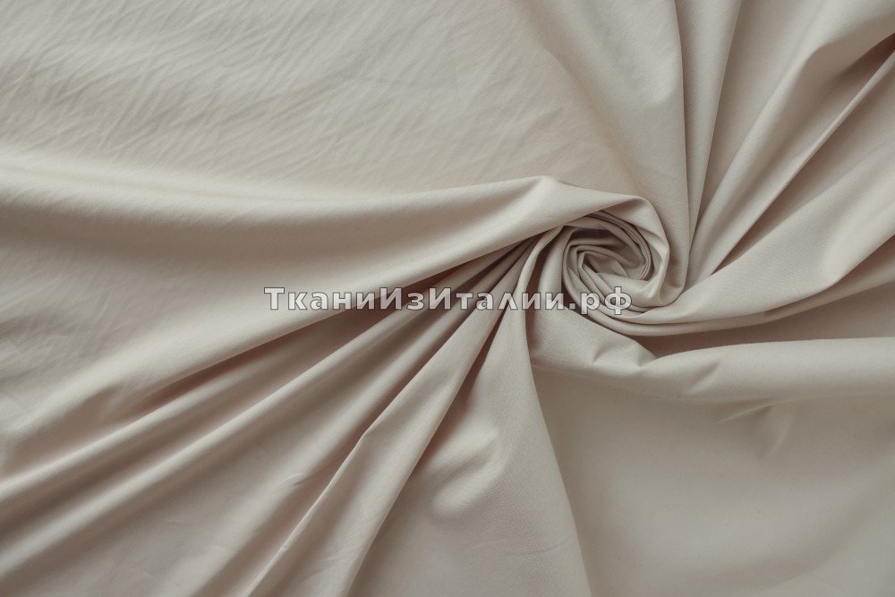 ткань поплин серо-бежевого цвета, сорочечная хлопок однотонная бежевая Италия