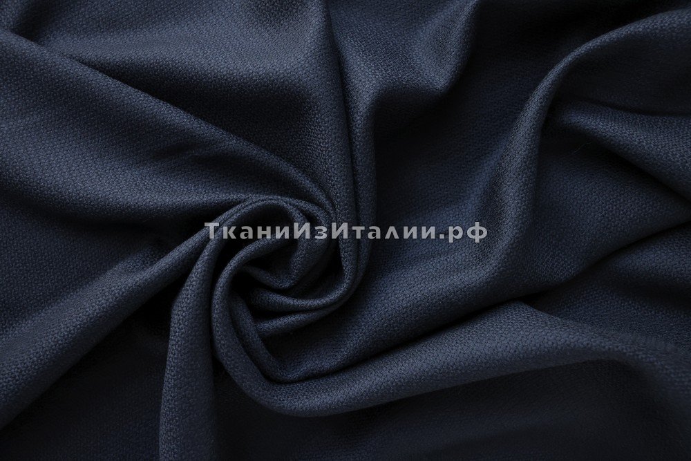 ткань ткань жаккардовая шерсть, костюмно-плательная шерсть однотонная синяя Италия