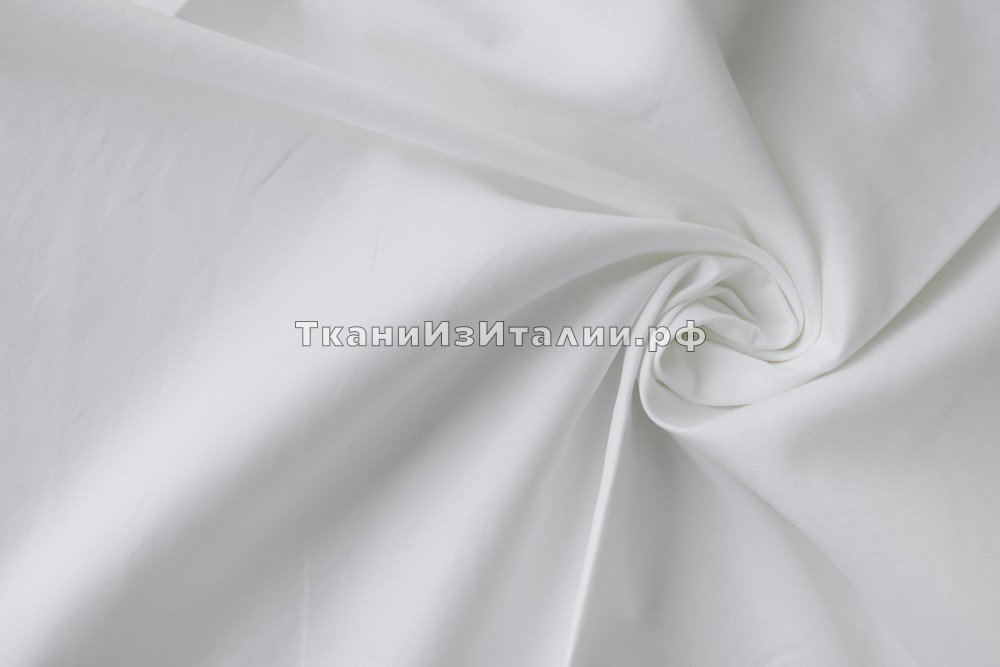ткань костюмный хлопок белого цвета, костюмно-плательная хлопок однотонная белая Италия