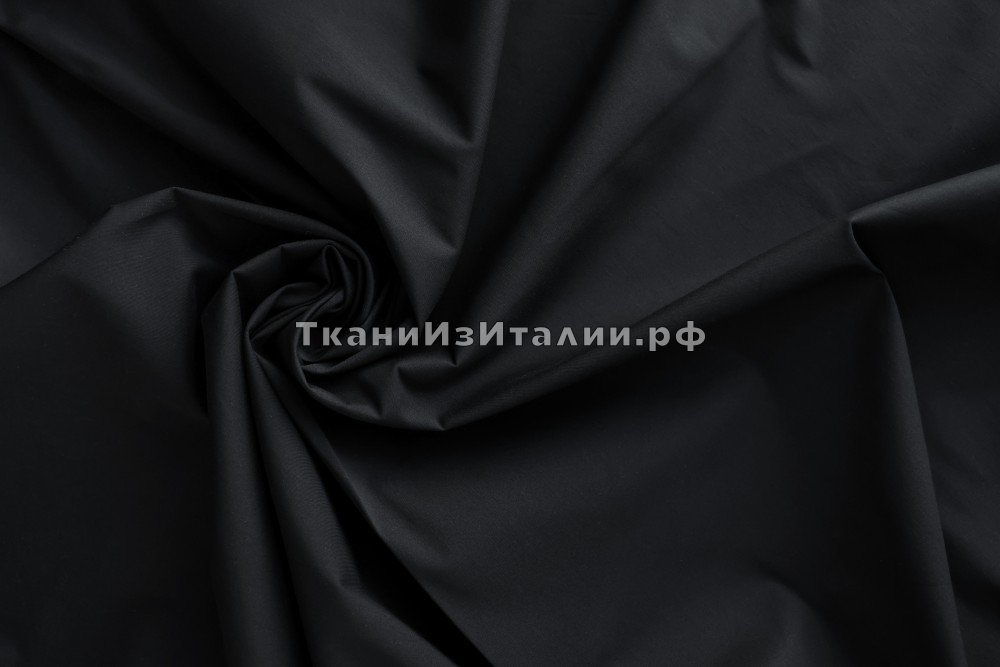 ткань черный хлопок с эластаном, сорочечная хлопок однотонная черная Италия